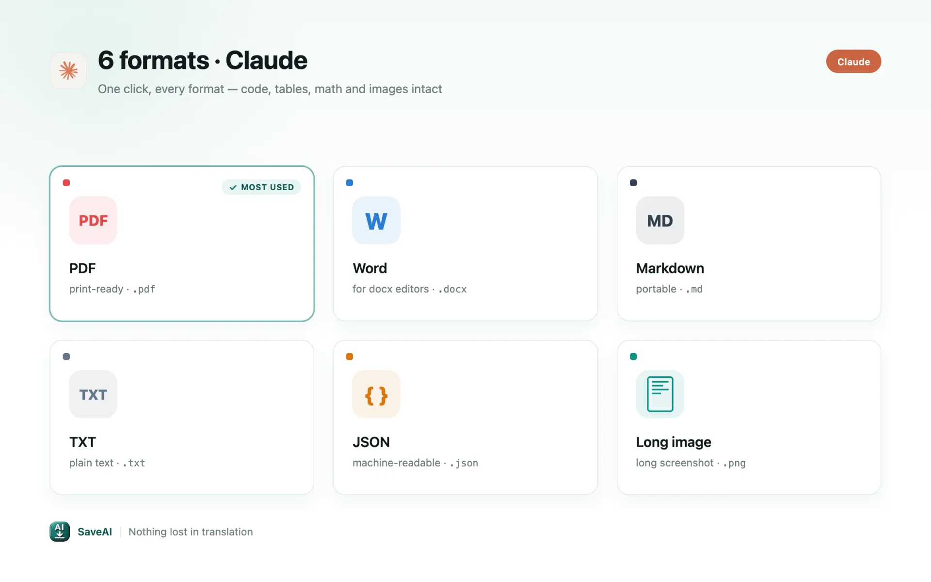 Claude export formats